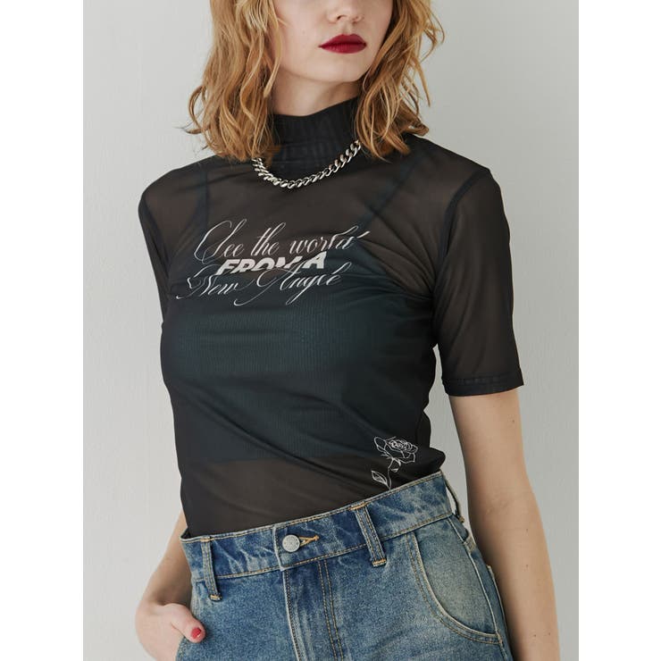 ブラック | ハーフスリーブタトゥーシアートップス | jouetie