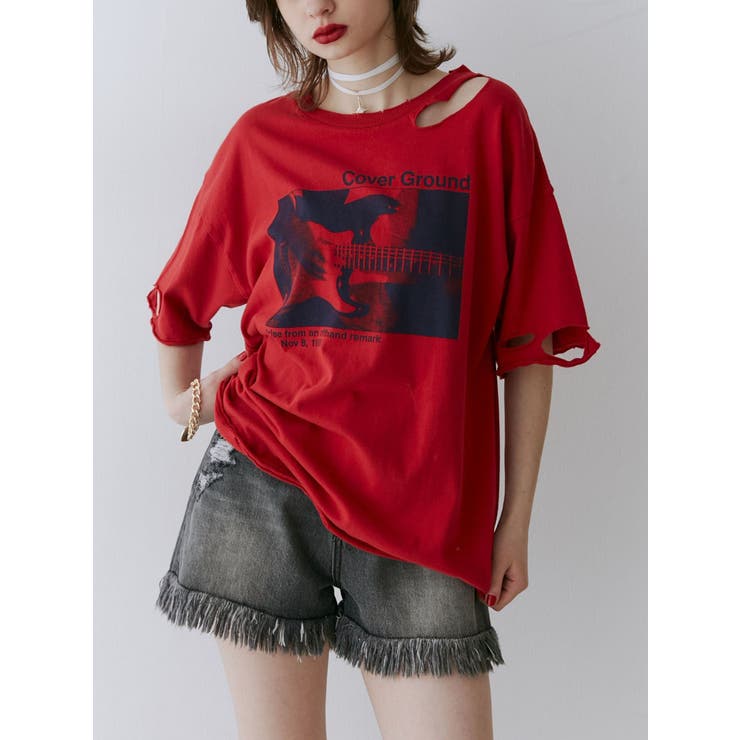 ダメージフォトBIG Tシャツ[品番：MKSW0057298]｜jouetie（ジュエティ ）のレディースファッション通販｜SHOPLIST（ショップリスト）