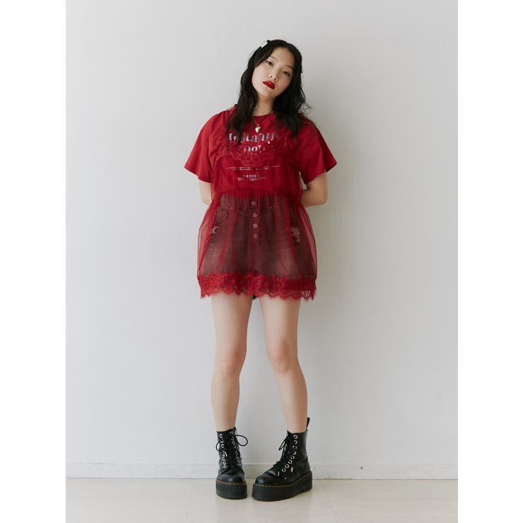 ランジェリーレイヤードチュニックTシャツ[品番：MKSW0057301 