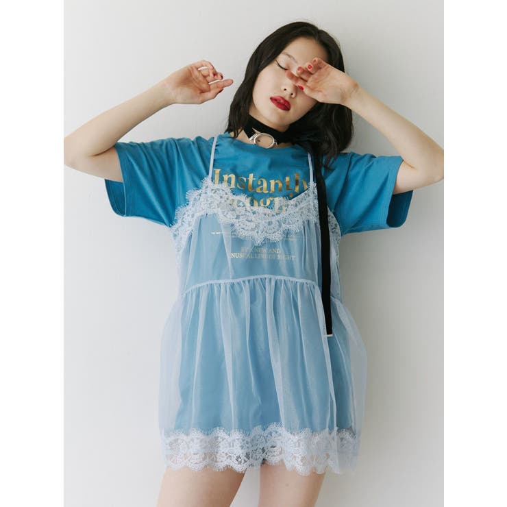 ランジェリーレイヤードチュニックTシャツ[品番：MKSW0057301