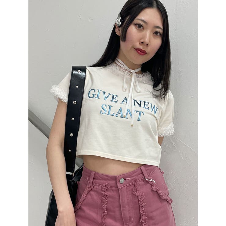 メタルロゴレースフィットTシャツ[品番：MKSW0057302]｜jouetie（ジュエティ ）のレディースファッション通販｜SHOPLIST（ショップリスト）