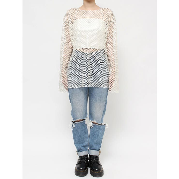 メタリックメッシュトップス[品番：MKSW0056922]｜jouetie
