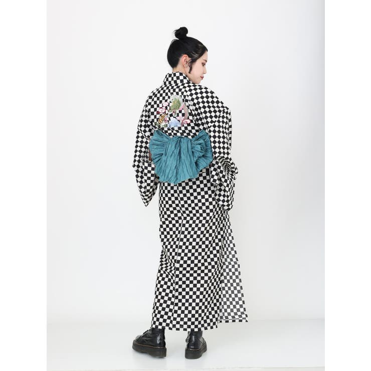 ☆2点セット☆ジュエティ☆大人気浴衣☆新品☆浴衣☆ジャパンローズ☆刺繍浴衣☆市松 ジャパンローズ柄浴衣セット[品番：MKSW0058561]｜jouetie（ジュエティ