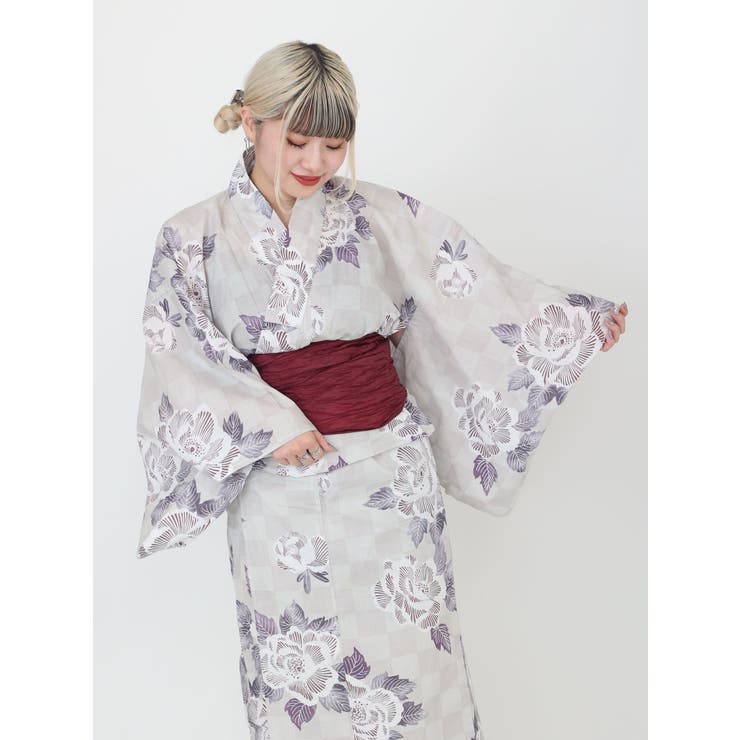 いち松様　jouetie  新品未開封　帯付き浴衣 市松牡丹柄浴衣セット[品番：MKSW0059019]｜jouetie（ジュエティ