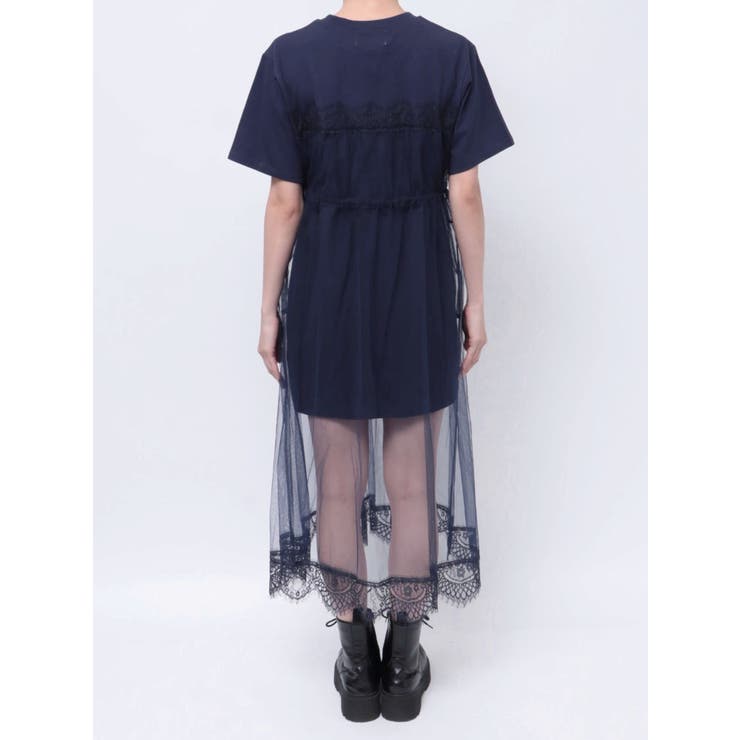 CHICWISH★チュールドッキングレースマキシワンピース☆ チュールドッキングロングワンピース[品番：MKSW0059508