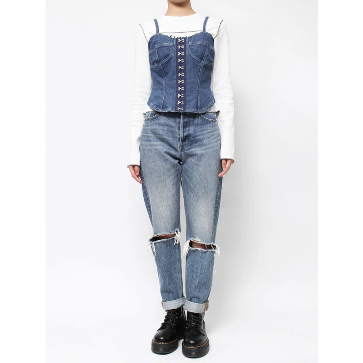 コルセットライクデニムビスチェ[品番：MKSW0058221]｜jouetie