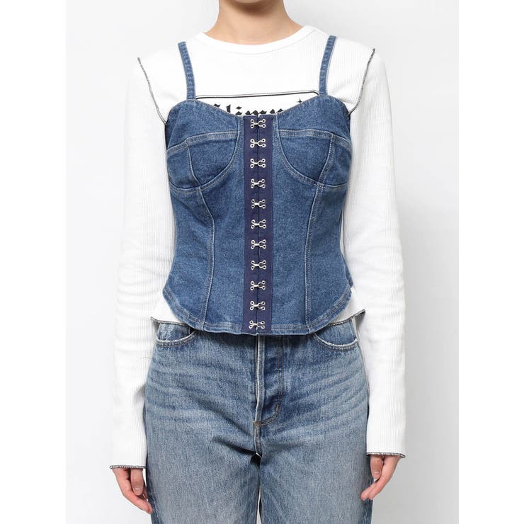 コルセットライクデニムビスチェ[品番：MKSW0058221]｜jouetie