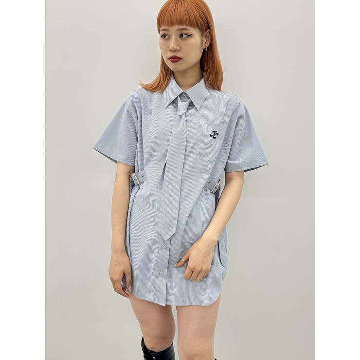 ファッション ネクタイチュニックシャツ[品番：MKSW0059153]｜jouetie トップス