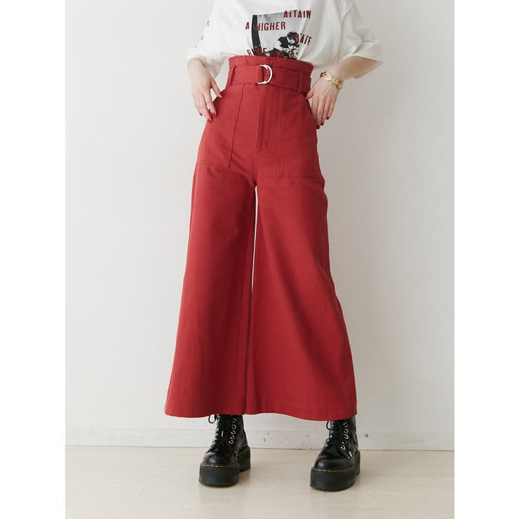 レッド | スーパーハイウエストワイドパンツ | jouetie