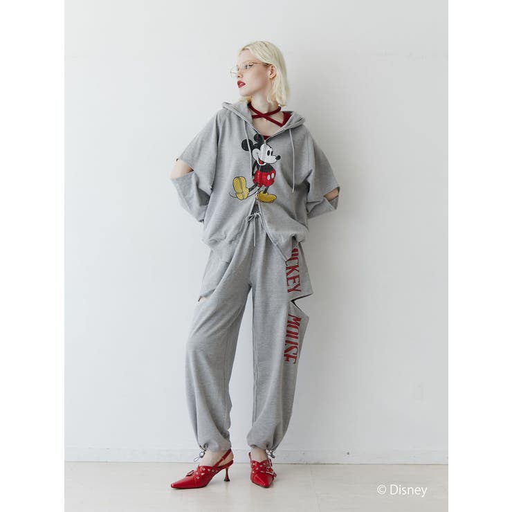 1piu1uguale3 ディズニー ミッキー スウェット　セットアップ 　青 Disney / Mickey Mouse 】SILHOUETTE MOTIF KNIT