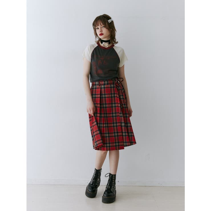 ニーレングスラッフプリーツスカート[品番：MKSW0059561
