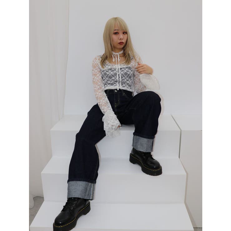 【Something】スーパーハイライズワイドストレートデニムパンツ | jouetie | 詳細画像3 