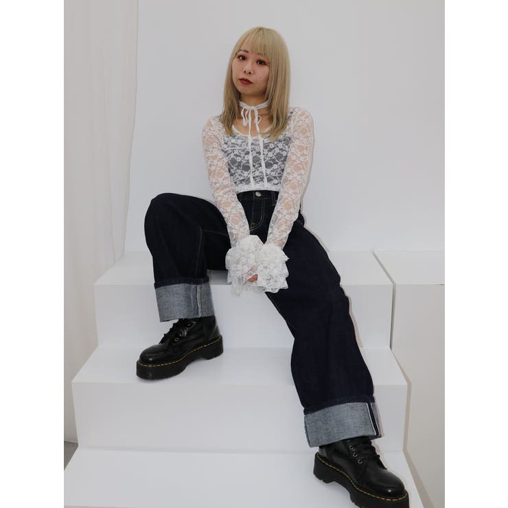 【Something】スーパーハイライズワイドストレートデニムパンツ | jouetie | 詳細画像4 
