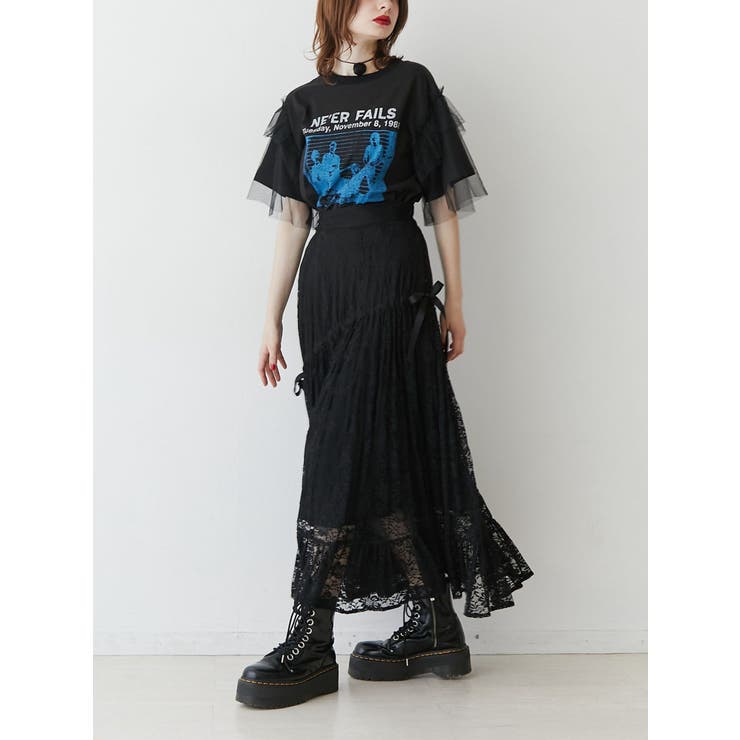 チュールレイヤードロックTシャツ[品番：MKSW0059040]｜jouetie（ジュエティ ）のレディースファッション通販｜SHOPLIST（ショップリスト）