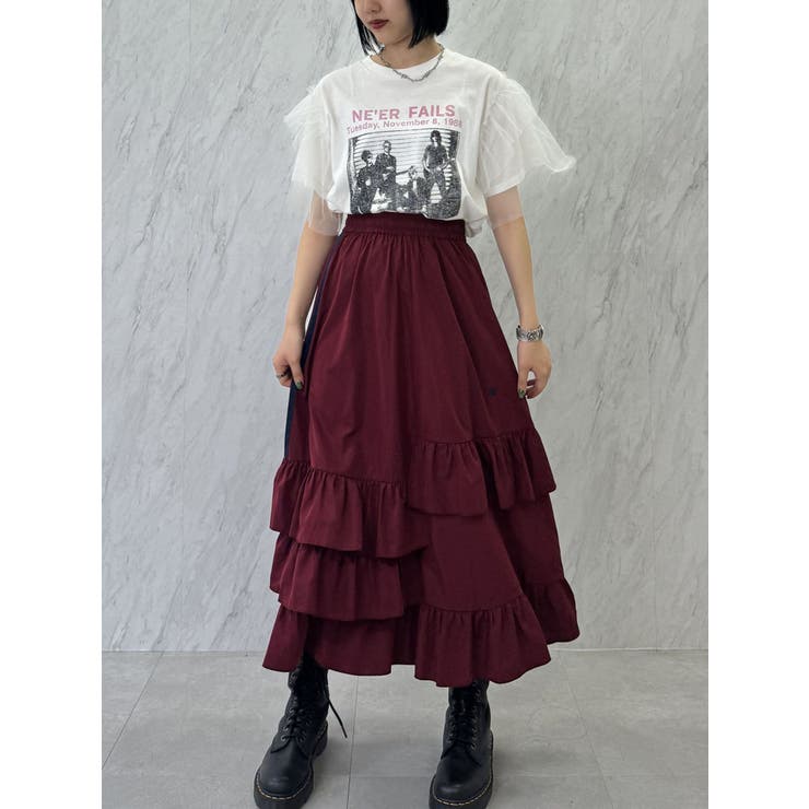 チュールレイヤードロックTシャツ | jouetie | 詳細画像2 