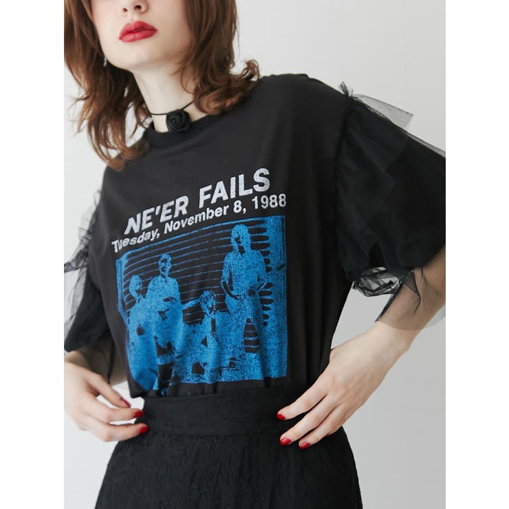チュールレイヤードロックTシャツ | jouetie | 詳細画像3 
