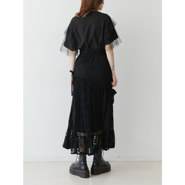 チュールレイヤードロックTシャツ | jouetie | 詳細画像5 