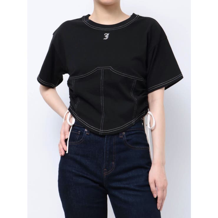 カラーステッチコルセットTシャツ[品番：MKSW0059563]｜jouetie