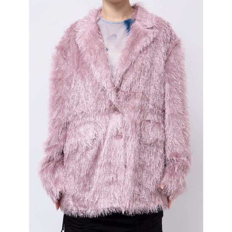 正規品♡ツインキャット♡ジャガードブランケット♡ピンク フリンジジャガードジャケット【セットアップ対応】[品番：MKSW0060604