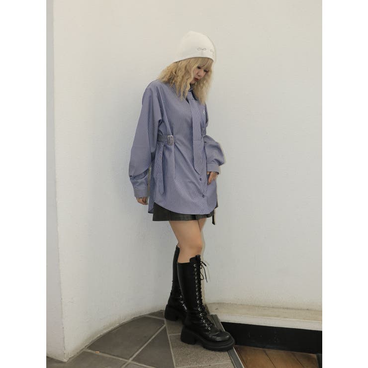ロングスリーブネクタイチュニックシャツ[品番：MKSW0061042