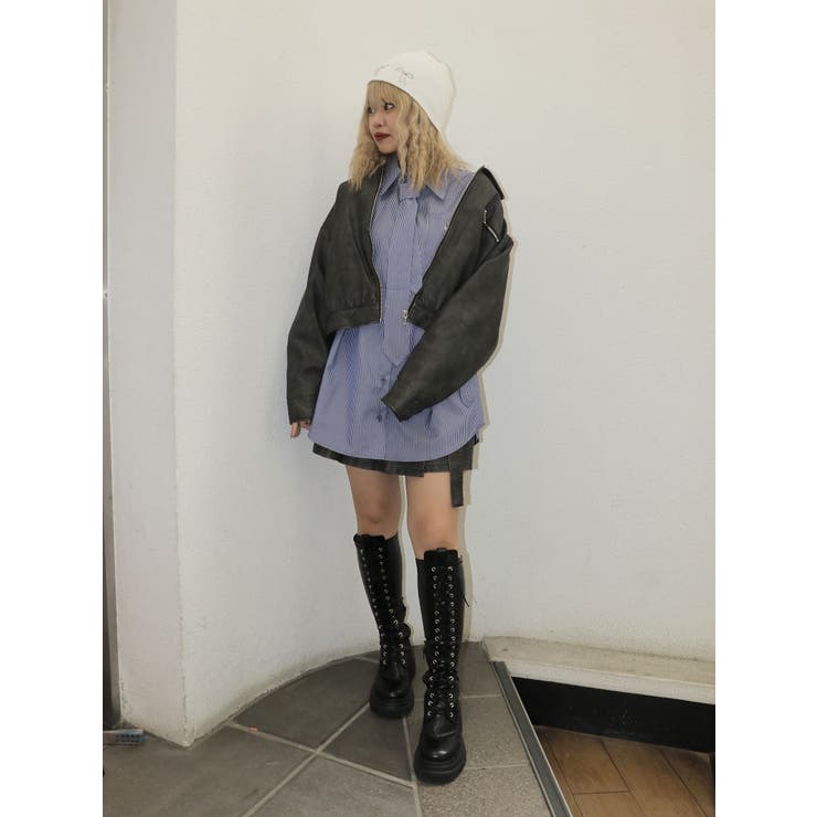 ロングスリーブネクタイチュニックシャツ[品番：MKSW0061042