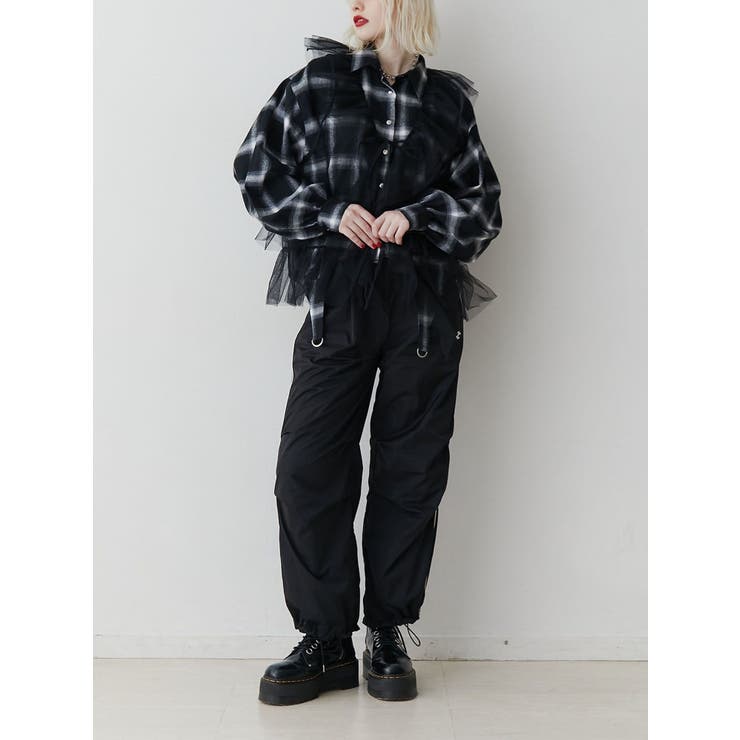 ナイロンフリースワイドパンツ【セットアップ対応】 | jouetie | 詳細画像3 