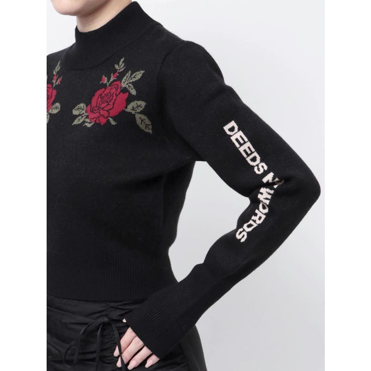 ローズジャガードロゴニット[品番：MKSW0060022]｜jouetie（ジュエティ