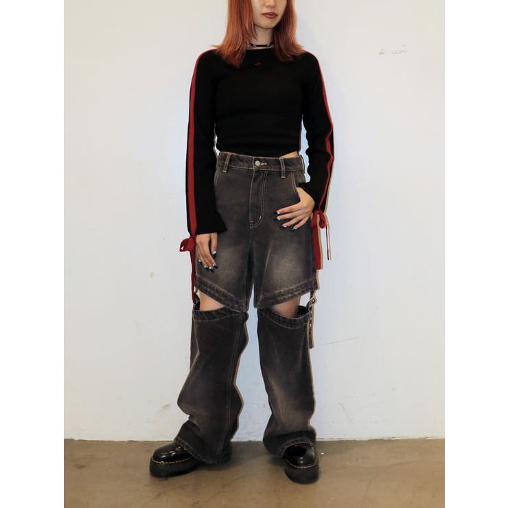 リボンラインニットボディースーツ[品番：MKSW0060023]｜jouetie