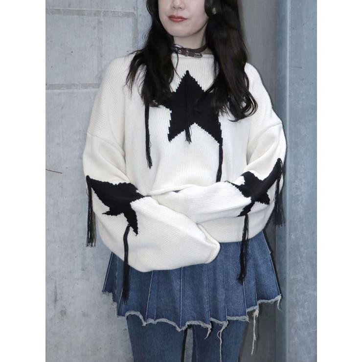 スターフリンジショートニット[品番：MKSW0060024]｜jouetie