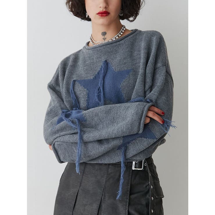 スターフリンジショートニット[品番：MKSW0060024]｜jouetie