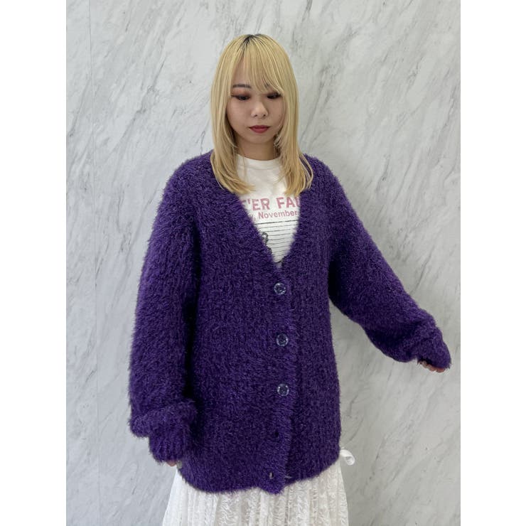 ラメシャギーVネックカーデ[品番：MKSW0059159]｜jouetie（ジュエティ