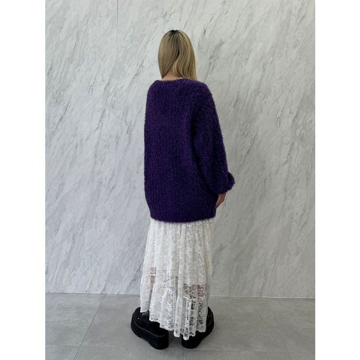 ラメシャギーVネックカーデ[品番：MKSW0059159]｜jouetie（ジュエティ