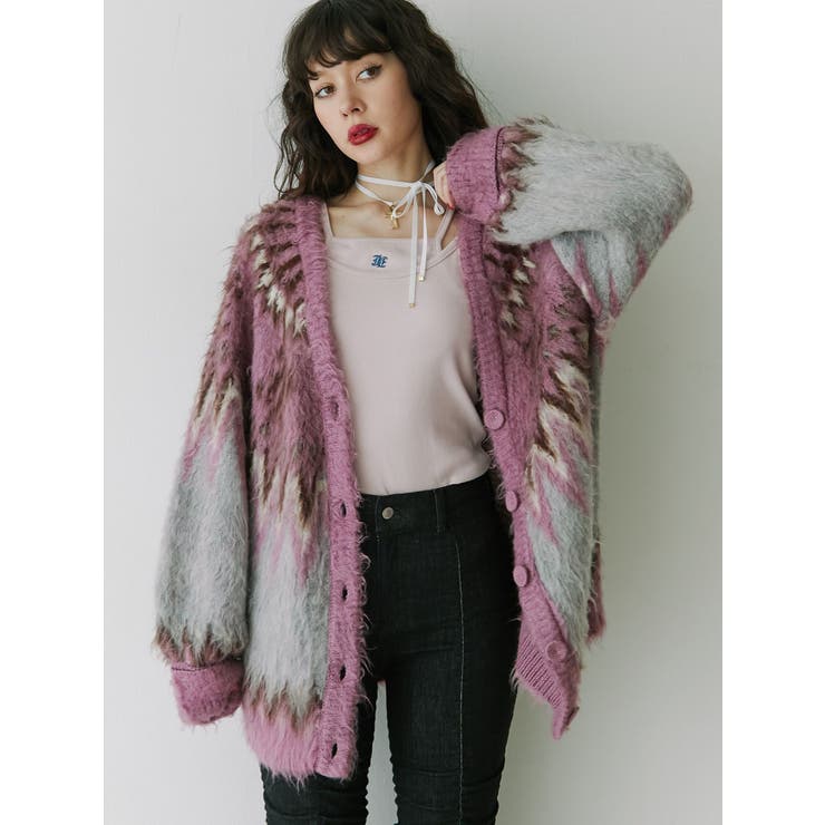 パターンモヘアライクルーズカーデ[品番：MKSW0060028]｜jouetie