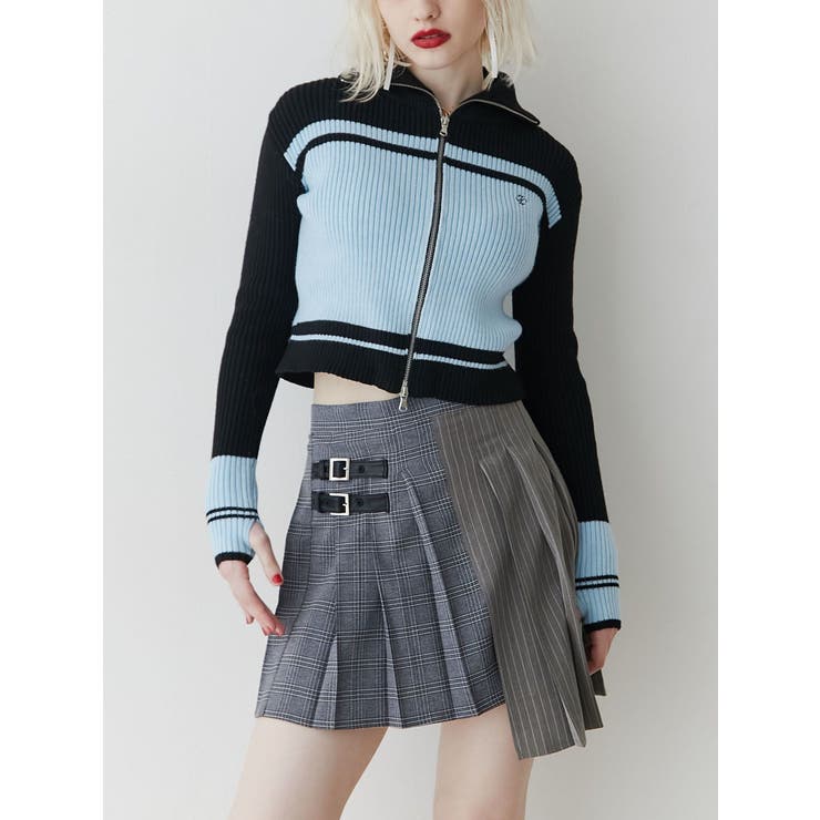 ラインハイネックジップカーデ[品番：MKSW0060030]｜jouetie