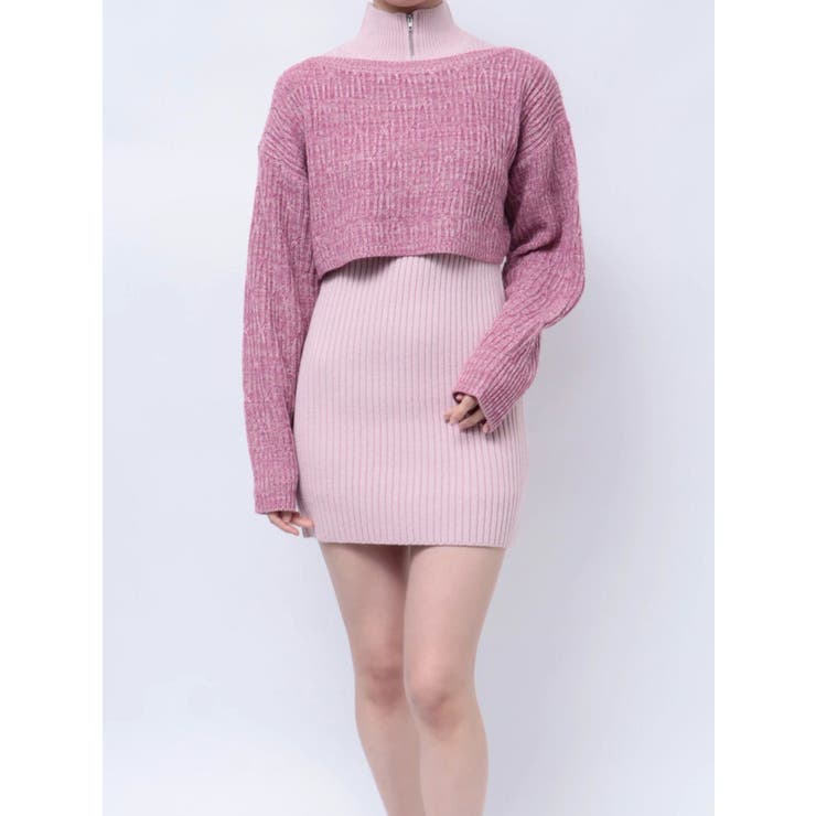 レイヤードニットミニワンピース[品番：MKSW0061959]｜jouetie