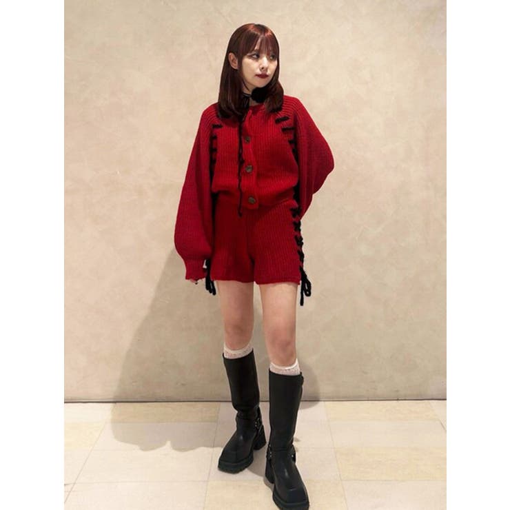 バイカラーステッチニットショーツ【セットアップ対応】[品番 バイカラーステッチニットショーツ【セットアップ対応】[品番