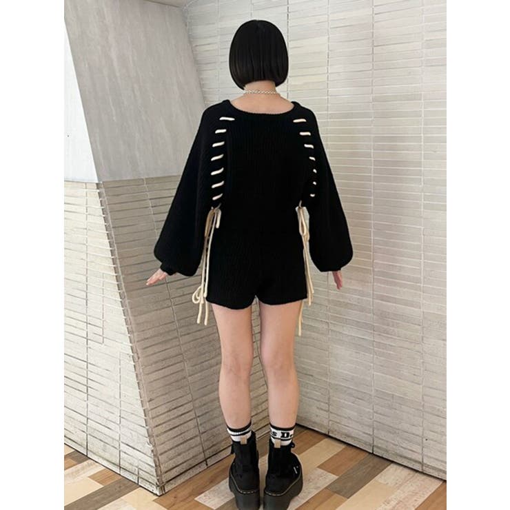 AURORA boutique バイカラーステッチニットカーディガン