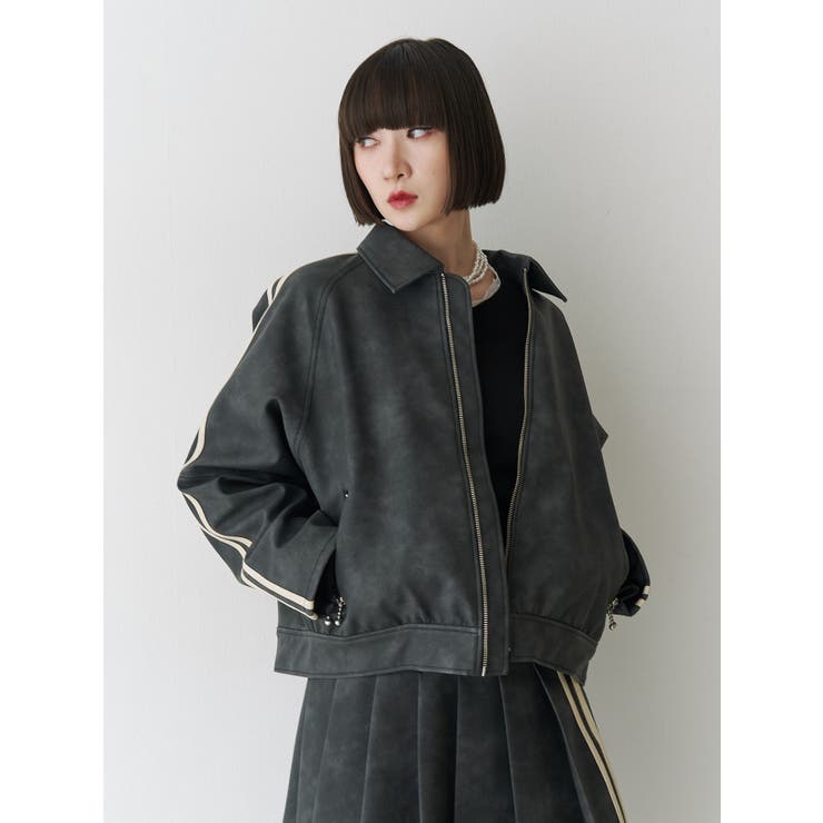 フェイクレザーバイカーブルゾン【セットアップ対応】[品番