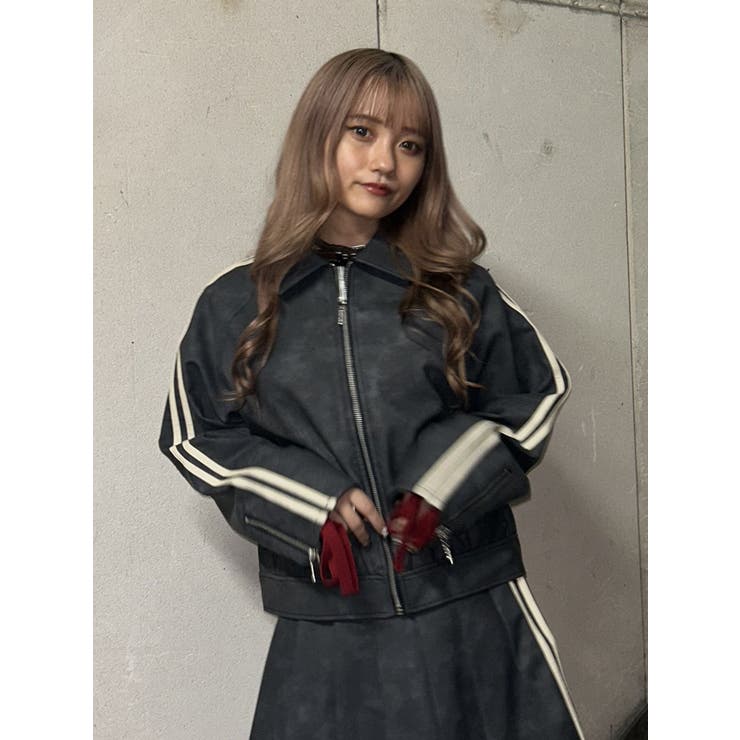 フェイクレザーバイカーブルゾン【セットアップ対応】[品番