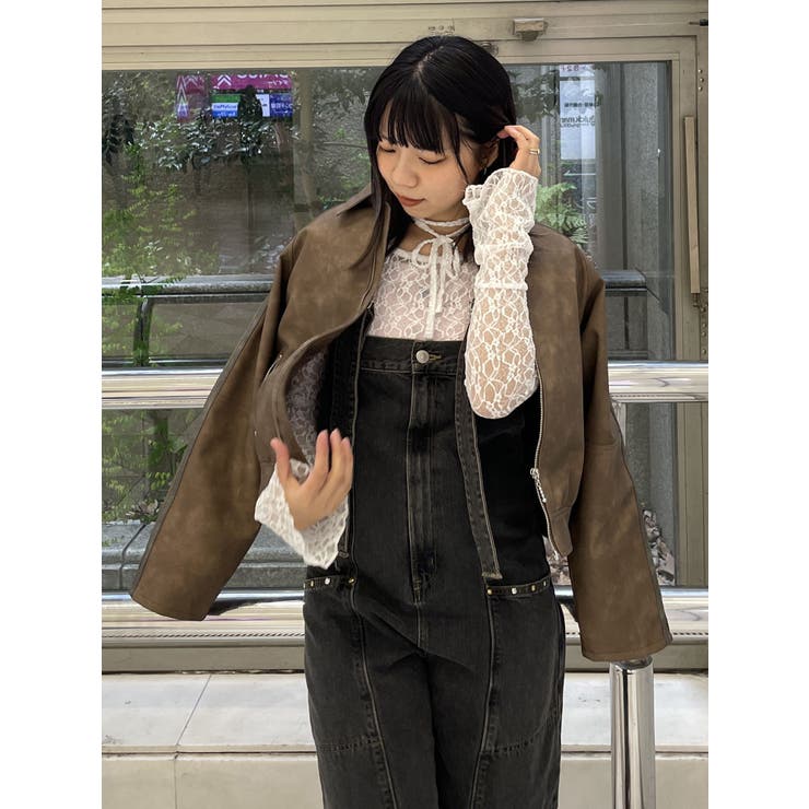 フェイクレザーバイカーブルゾン【セットアップ対応】[品番