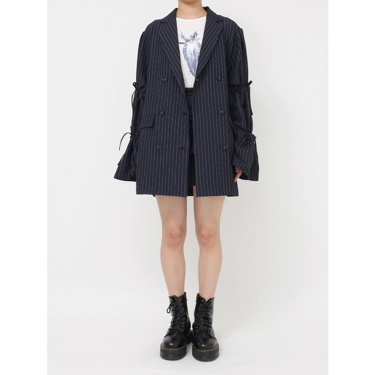 リボンスリーブジャケットミニワンピース【セットアップ対応