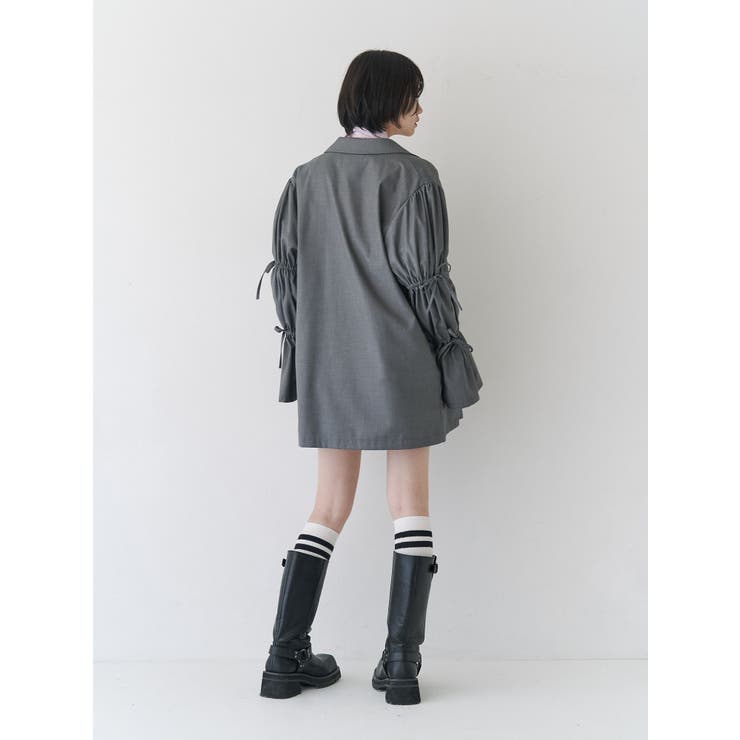リボンスリーブジャケットミニワンピース【セットアップ対応