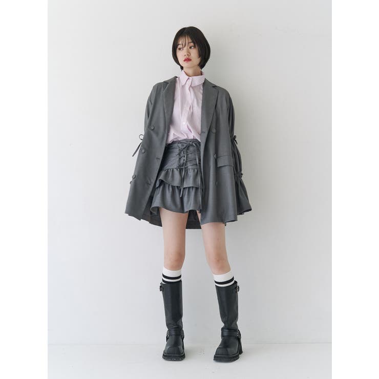 リボンスリーブジャケットミニワンピース【セットアップ対応