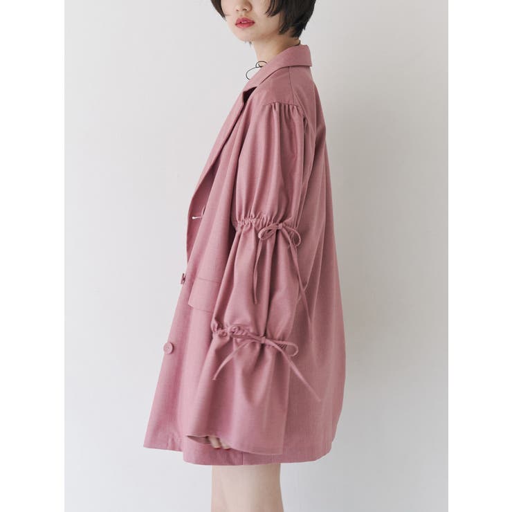 リボンスリーブジャケットミニワンピース【セットアップ対応