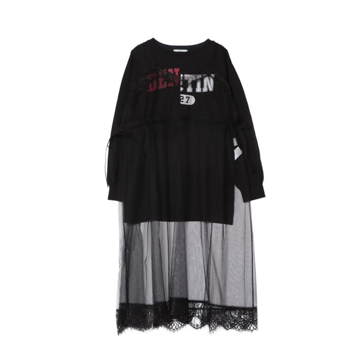 ブラック | チュールレイヤードロングワンピース | jouetie