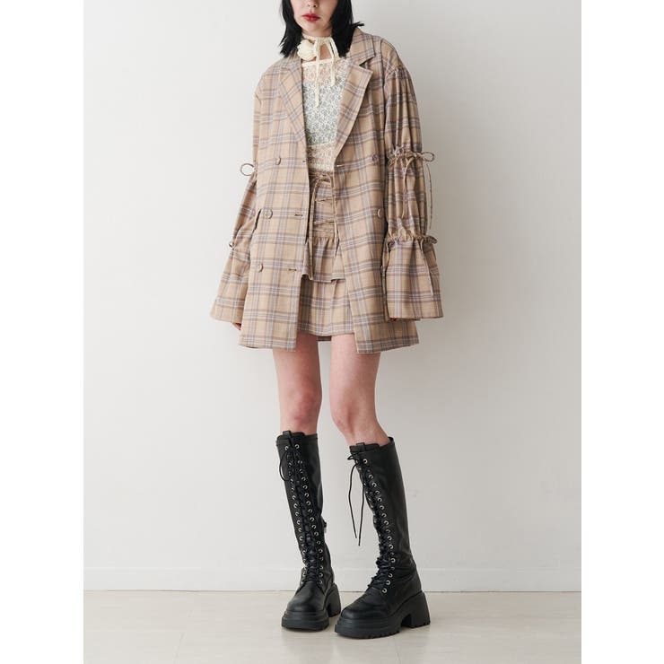 jouetie 新品未使用 タグ付 ミニスカート 今季新作 ウエストゴム 黒 レースアップティアードミニスカパン【セットアップ対応】[品番