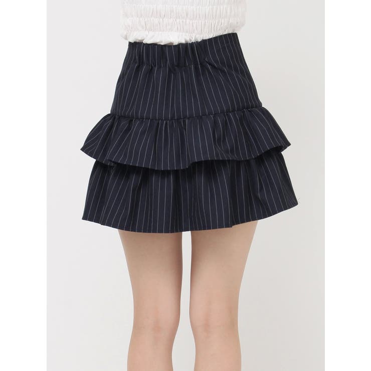 jouetie 新品未使用 タグ付 ミニスカート 今季新作 ウエストゴム 黒 レースアップティアードミニスカパン【セットアップ対応】[品番