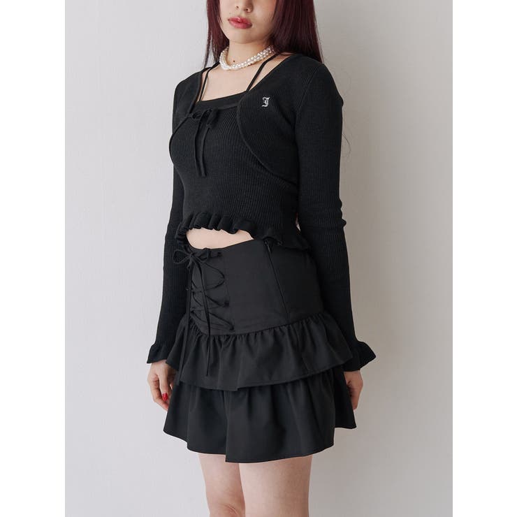 レースアップティアードミニスカパン【セットアップ対応】 | jouetie | 詳細画像3 