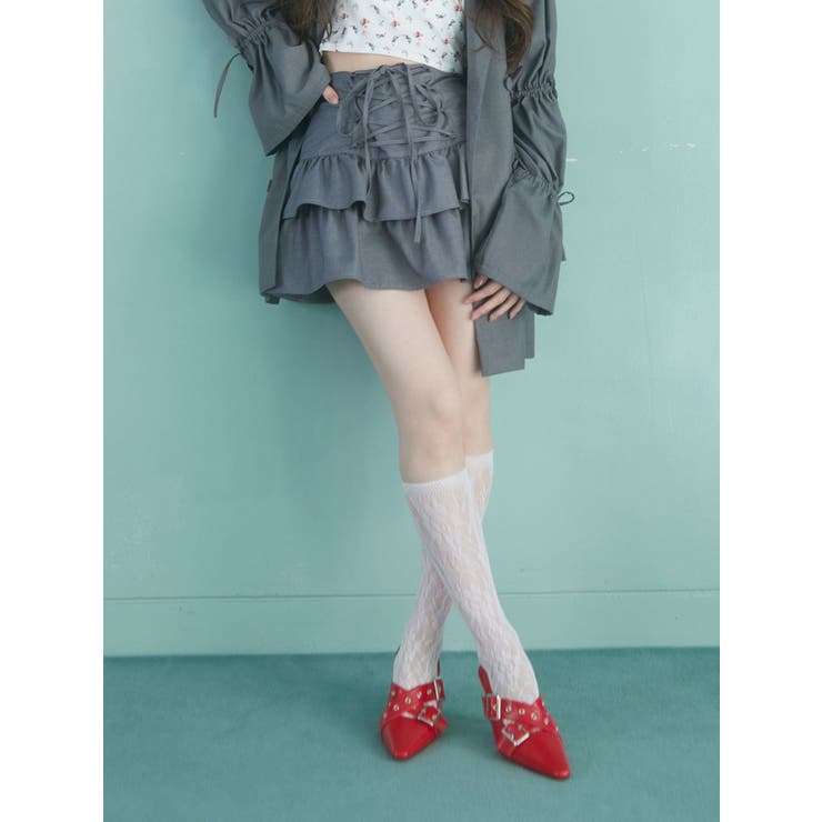 グレー | レースアップティアードミニスカパン【セットアップ対応】 | jouetie
