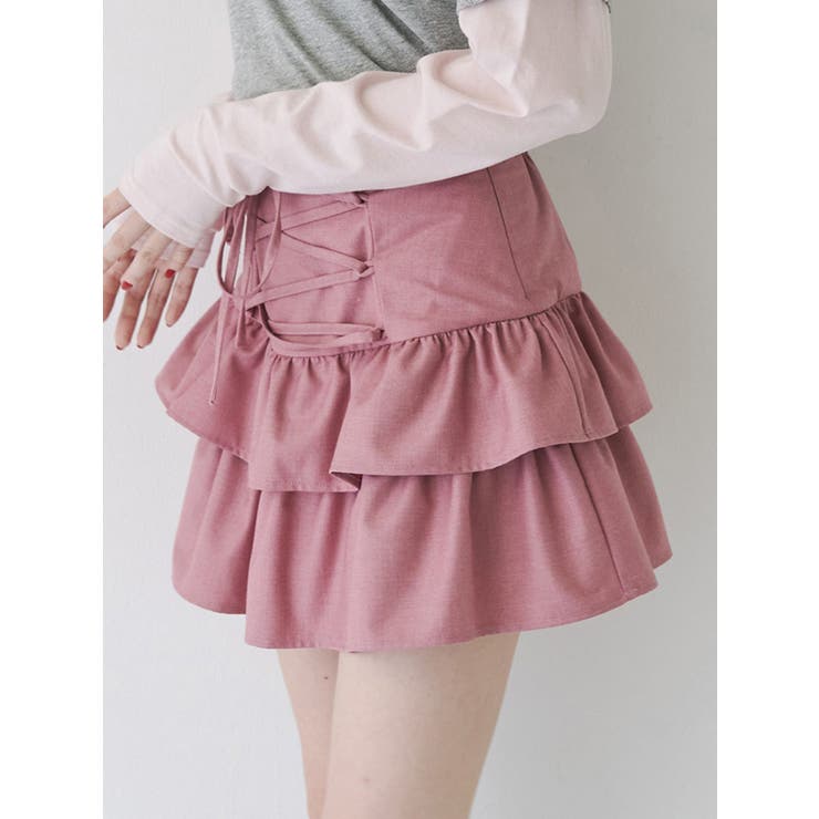 レースアップティアードミニスカパン【セットアップ対応】[品番